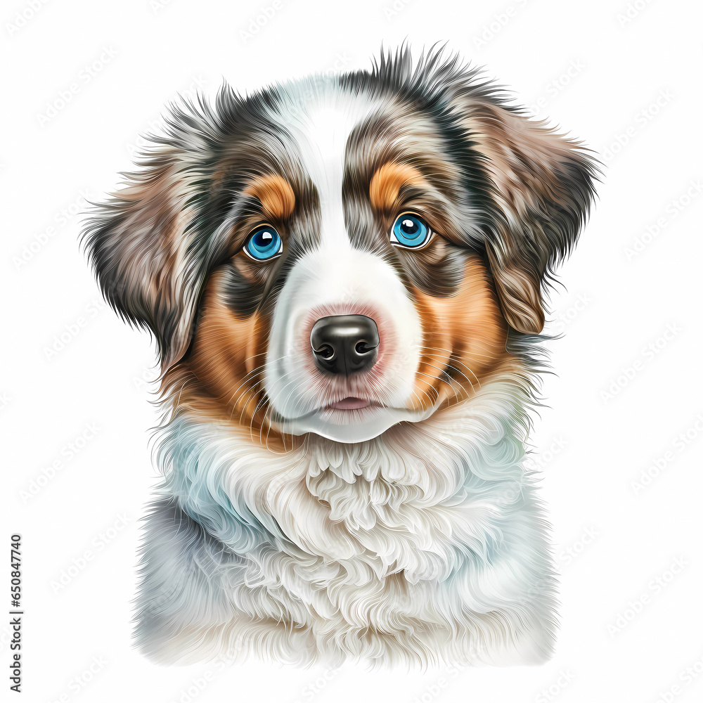 Australian Shepherd puppy dog portrait realistic