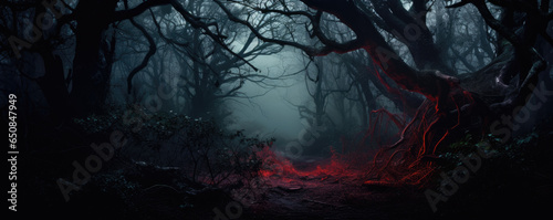 Scary and mysterious halloween forest