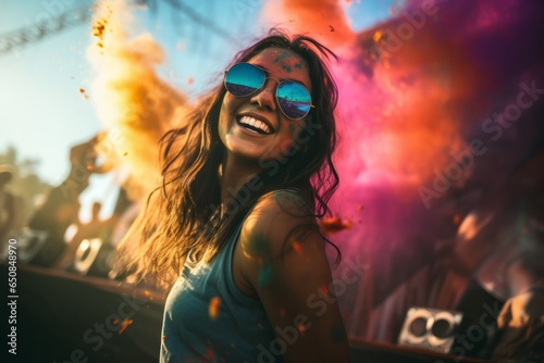 Party girl having fun at festival