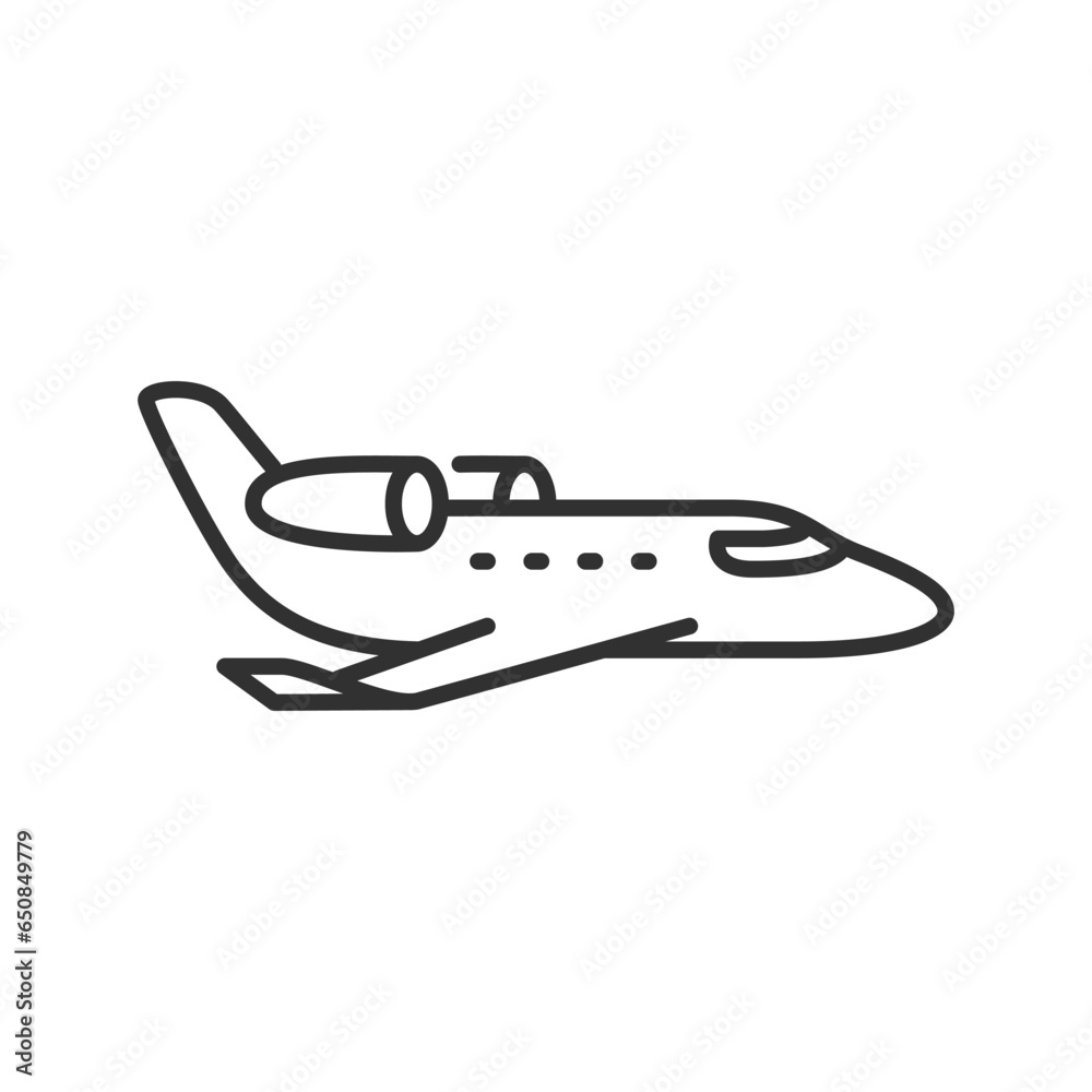 Jets private passenger plane, linear icon. Line with editable stroke