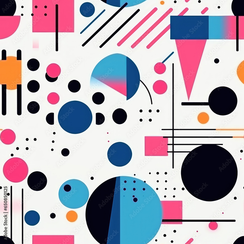 Obraz premium Abstract modern shapes repeat pattern minimal retro