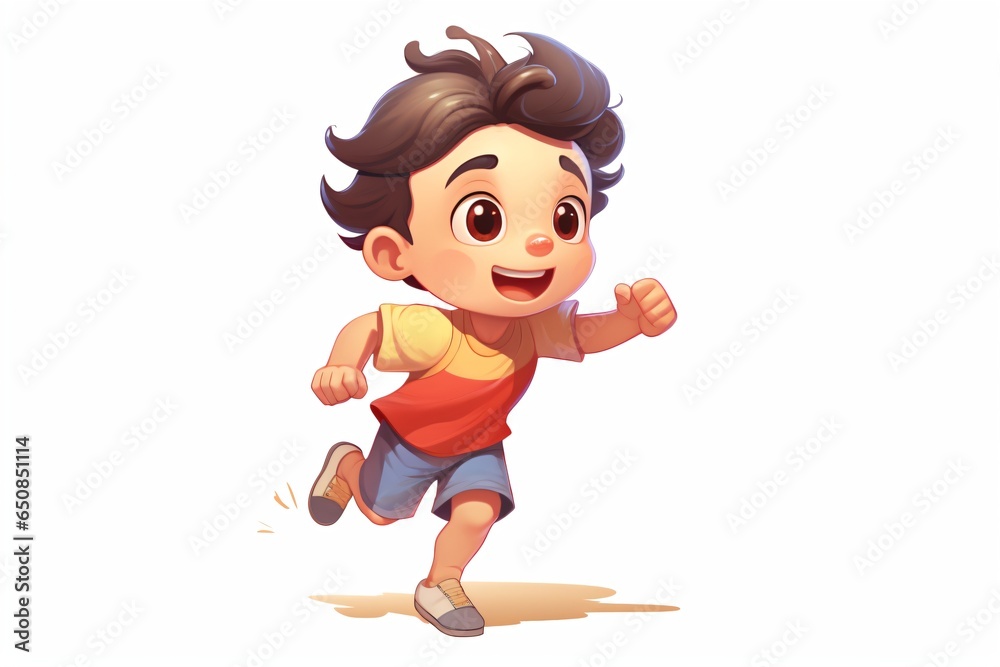 Cartoon illustration of a kid running isolated on white background Cartoon illustration of a kid running isolated on white background