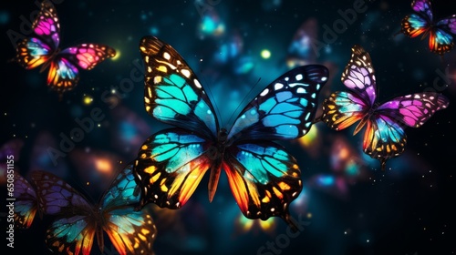 Illustration of a vibrant swarm of butterflies in flight © NK
