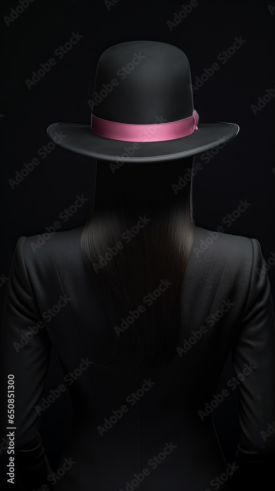 Illustration of a stylish woman wearing a hat and a black suit Illustration of a stylish woman wearing a hat and a black suit