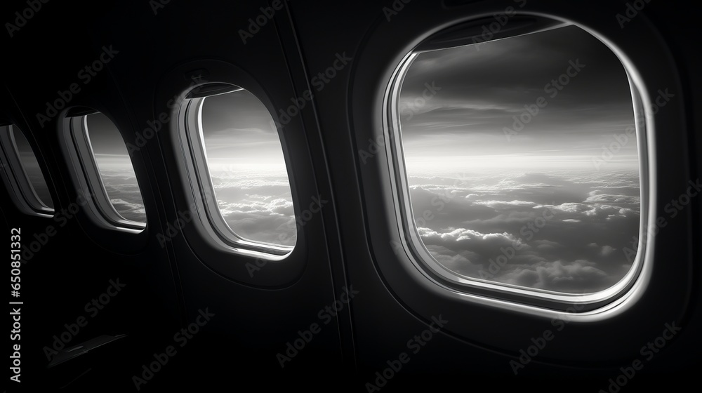 Illustration of the breathtaking view of clouds from an airplane window Illustration of the breathtaking view of clouds from an airplane window