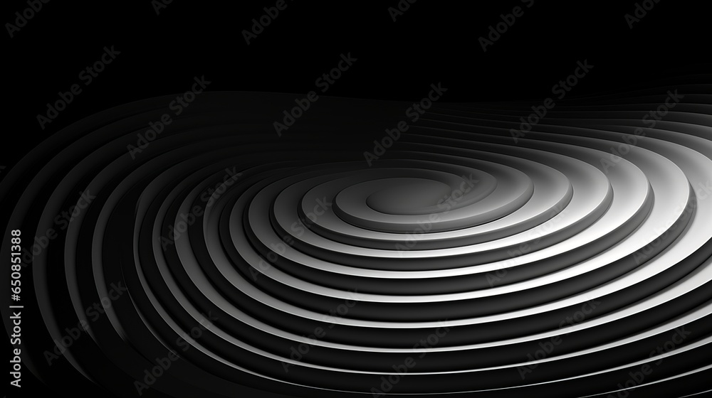 Illustration of a black and white spiral design