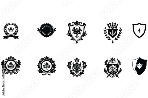 Canvas-taulu set of heraldic shields, set of shields with crowns, set of shields, coat of arm