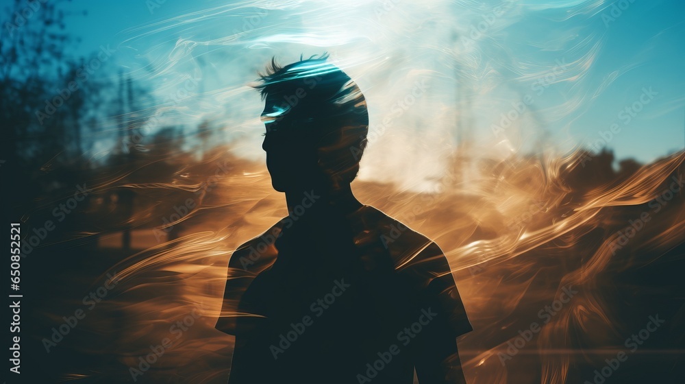 Illustration of a silhouette person in motion - obrazy, fototapety, plakaty 