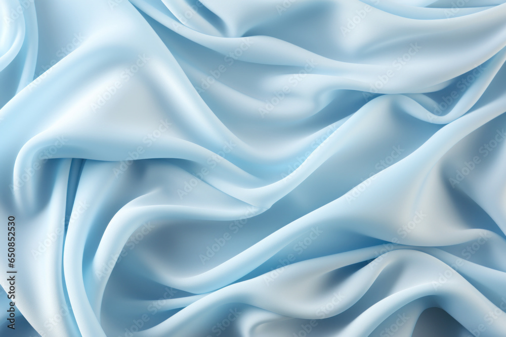 light delicate blue fabric with picturesque folds, textile background