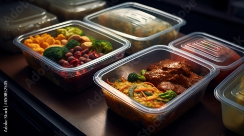 Modern food lunch boxes in plastic packages © NK