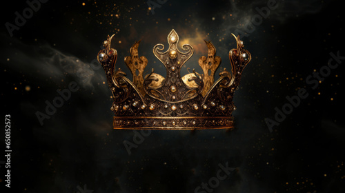 A golden crown against a dark background