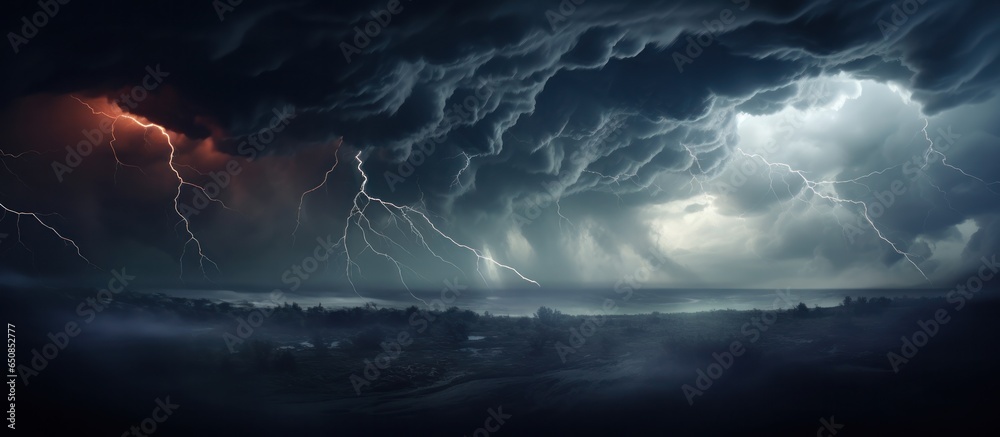 dark sky with heavy clouds with lightning during a thunderstorm
