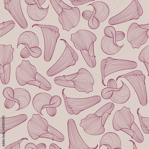 seamless pattern with pink flowers, line art calla lilies for wallpaper, background, fabric, textile