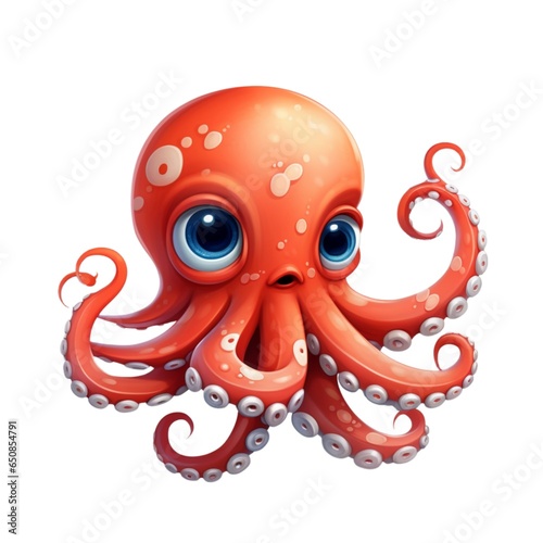 Orange octopus on white background