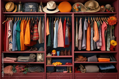 Colorful and neatly organized closet