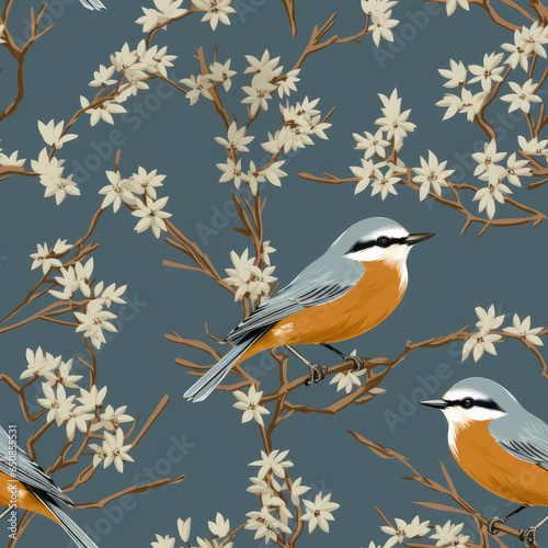 Birds colorful repeat pattern