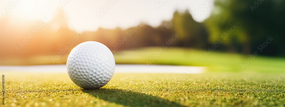Golf ball in the background of the course Golf ball in the background of the course