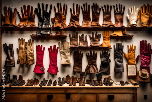 A captivating display of vintage gloves, each with its own unique charm and history.