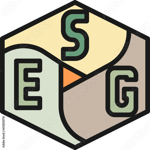 esg pentagon color style icons