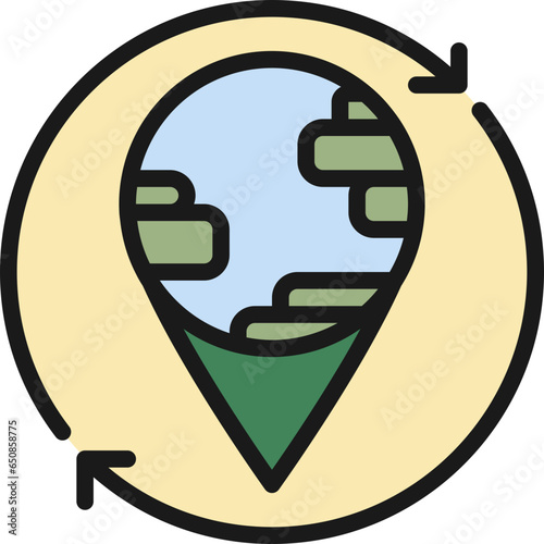 location, climate change color style icons