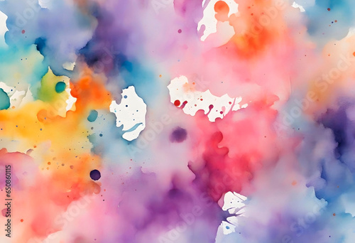 Abstract colorful rainbow color painting illustration - watercolor splashes 