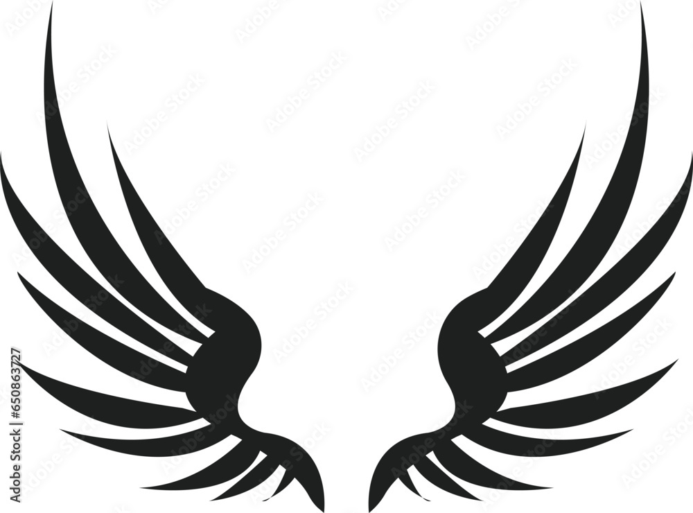 black wings icons. Wings badges. Collection wings badges. Vector