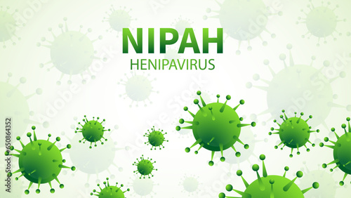 Nipah virus concept. Microscope virus close up, Nipah henipavirus, Hendra virus, newly emerging zoonotic infection with acute respiratory syndrome and severe encephalitis, 3D illustration.