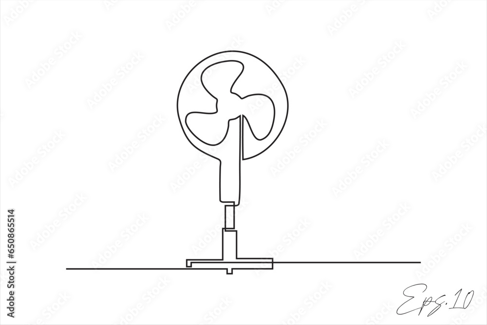 fan continuous line vector illustration fan continuous line vector illustration