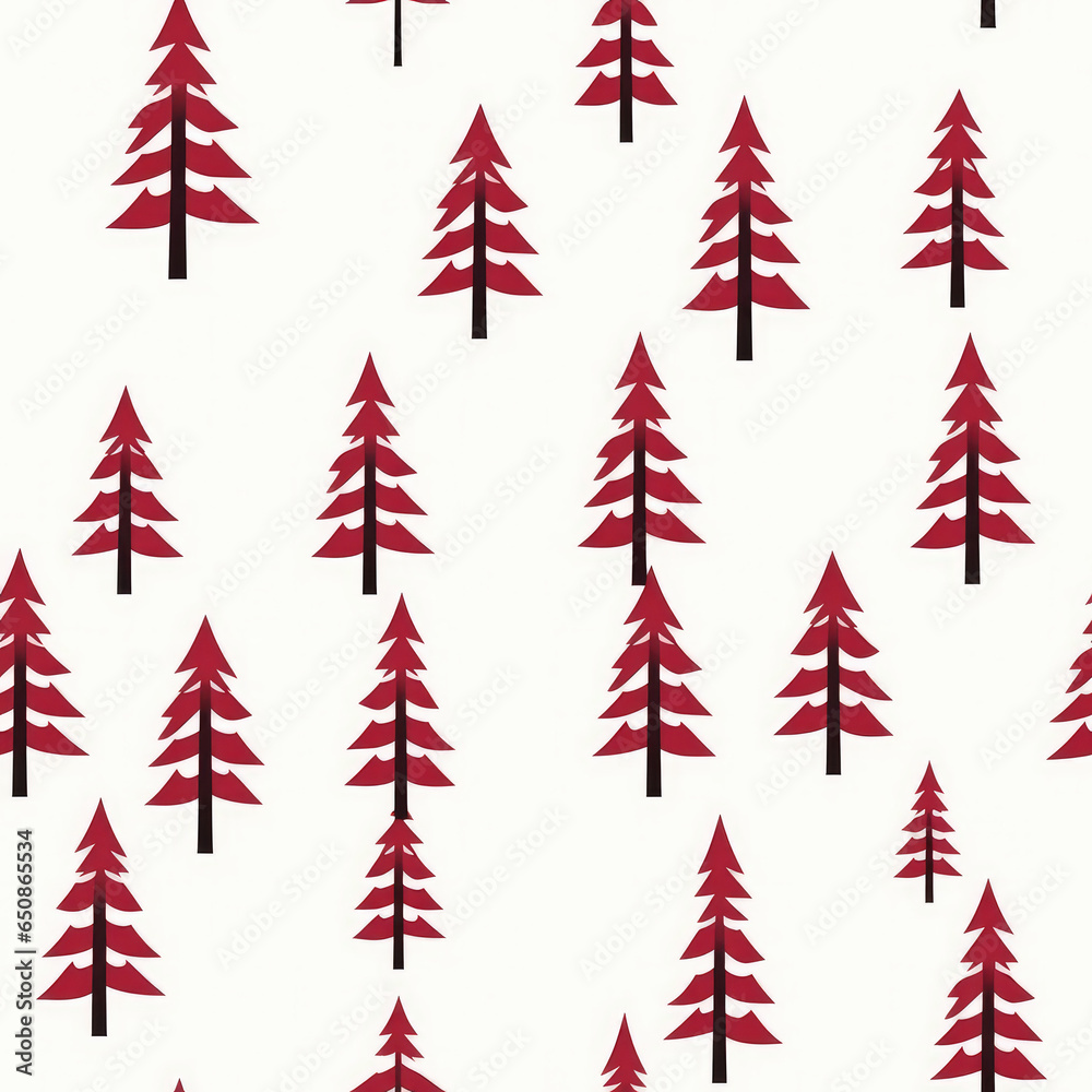 Obraz premium Christmas trees simple minimalistic cartoon repeat pattern