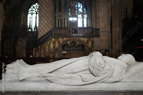 Durham, UK - July 12, 2023: Tomb and the Hatfield chantry in the choir of Durham Cathedral, England photo
