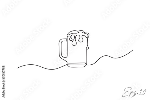 beer glass continuous line art drawing