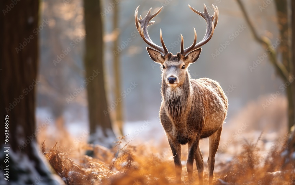 Horned deer in the forest, generative ai Horned deer in the forest, generative ai
