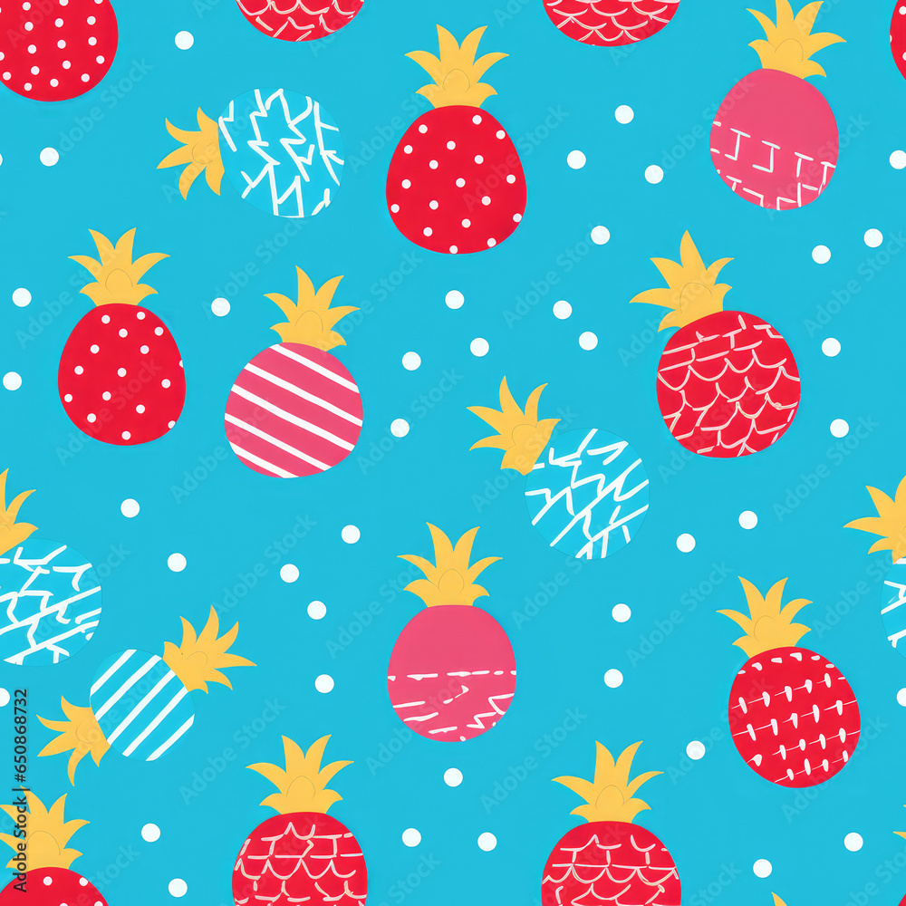 Pineapples cartoon repeat pattern Pineapples cartoon repeat pattern