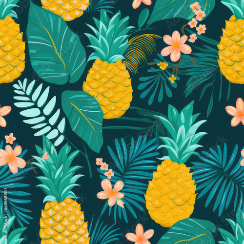 Pineapples cartoon repeat pattern