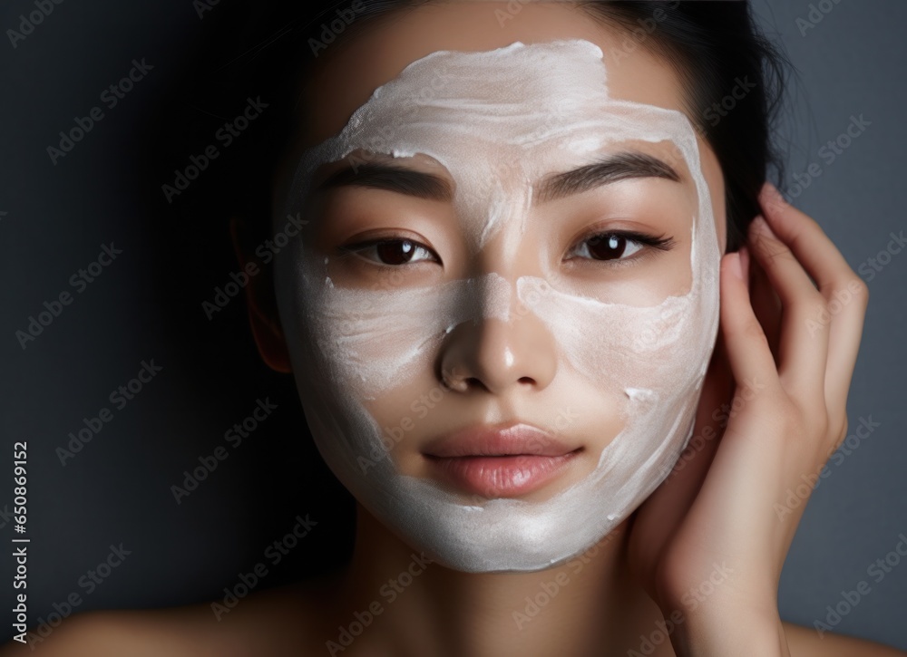Fototapeta premium A beautiful asian woman with a face mask