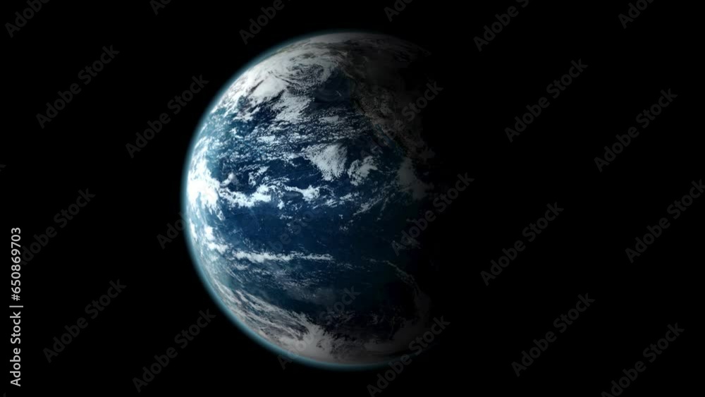 Earth rotating in space - super realistic video of globe spinning on black background