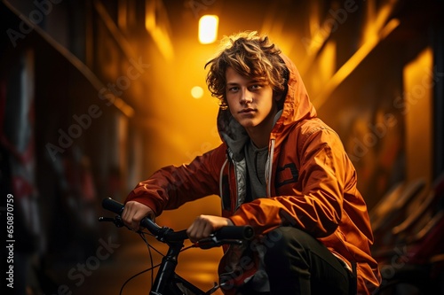 Teenager auf einem Mountainbike, Studioaufnahme, Mobilität © pixel78 Design