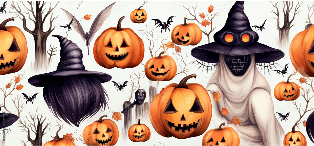 Halloween, scary pumpkins on a white background Halloween, scary pumpkins on a white background