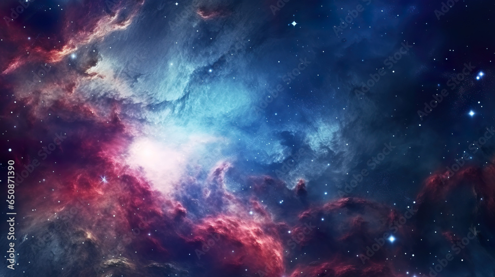 Vibrant cosmic nebula with stars in the night sky, embodying the wonders of space, astronomy, and the background of a supernova wallpaper - obrazy, fototapety, plakaty 
