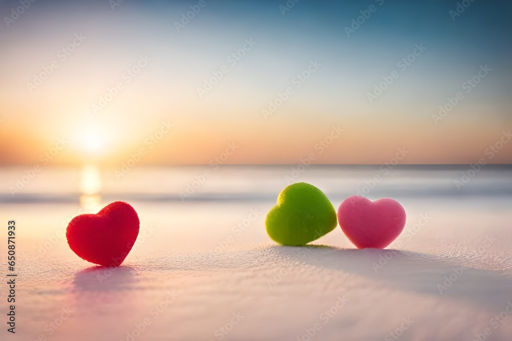 Fototapeta premium two hearts on the beach