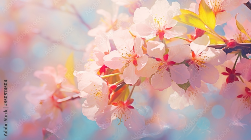 A colorful bouquet of flowers on a branch A colorful bouquet of flowers on a branch