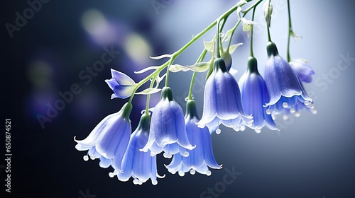 Beautiful bluebell flowers. Close-up of a сampanula branch. Natural background. Illustration for cover, card, postcard, interior design, decor or print. photo
