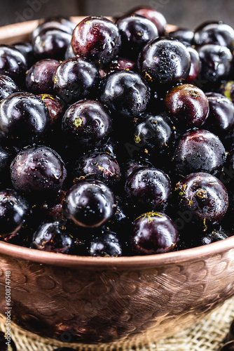 Jabuticaba. Brazilian and South American tropical fruits, in a c photo