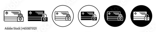 Credit Limit icon. Online plastic money safety lock symbol set. Credit card maximum limit to safe guard transaction vector set. Secure Payment service in banking finance line logo