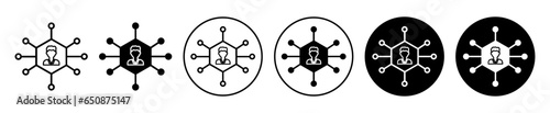 Project manager icon. Technical people of company symbol set. business staff or employee perform smart development vector line sign. Smart task manager hub line logo. 