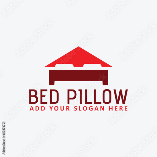 bed pillow store logo design vector
