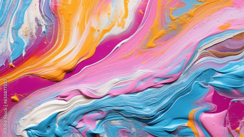 Abstract marbled acrylic paint ink painted waves painting texture colorful background.genetarive ai
