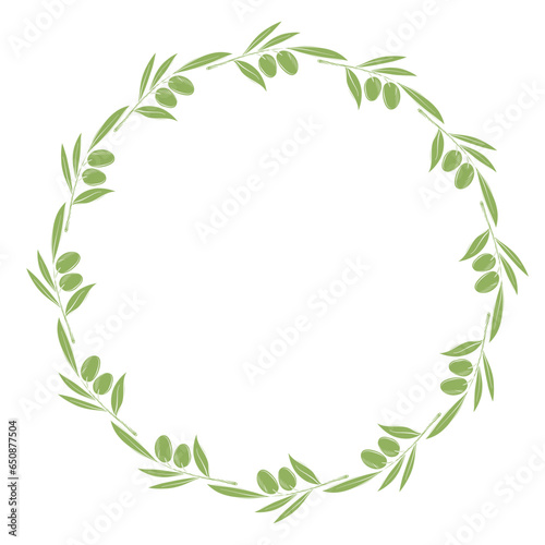 olive branch art drawn decor round frame