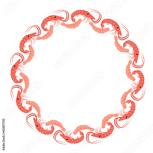 shrimp seafood art drawn round frame