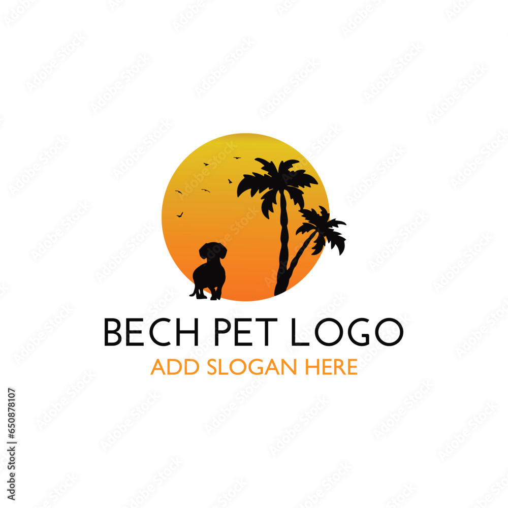 beach pet logo design vector